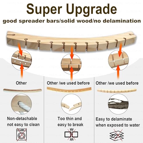 Image of Double Hammock 2 Person Extra Large 220x150cm Total Length 330cm Load 500lb Canvas Cotton Hammock for Patio Porch Garden Backyard Lounging Outdoor and Indoor with Removable Spreader bar