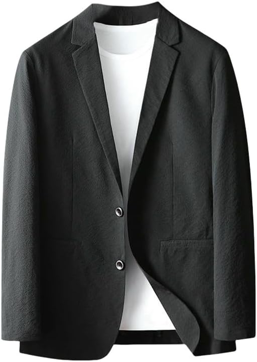 Men's Spring Summer Slight Wrinkle Stretch Single Solid Color Mid-Youth Business Wrinkle-Resistant Blazer