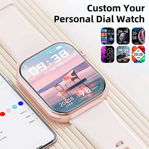 Montre connectée pour homme femme, écran de 1,85" avec appel Bluetooth et réponse mains libres, montre intelligente avec podomètre, moniteur de fréquence cardiaque, montre de fitness pour Android – Image 8