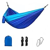 Camping Hammocks,Single Hammock with Tree Straps,Portable Lightweight Parachute Nylon Camping Gear for Outside Hiking Beach Backpack Survival Travel (Blue)