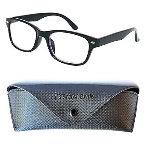 Mini Brille Stylowe okulary do czytania z niebieskim światłem, prostokątne przezroczyste soczewki z ochroną przed promieniowaniem UV, lekka plastikowa ramka, okulary ekranowe dla kobiet i mężczyzn z