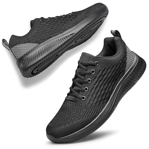vibdiv Men Walking Shoes Casual Sneakers Lightweight Breathable Comfortable All Black 11
