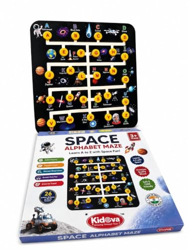 Image of Royals Hub Space Alphabet Maze Board Game for Kids 3+ Years | A to Z Letter Learning Matching Educational Toy | Montessori Activity Board with Space Theme | Screen-Free Preschool Learning Toy for Kids
