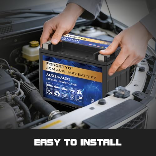 Image of AUX14 Auxiliary Battery, 12V 14 AH AGM Battery, 360 CCA Rechargeable AGM Maintenance Free 38 Months Warranty