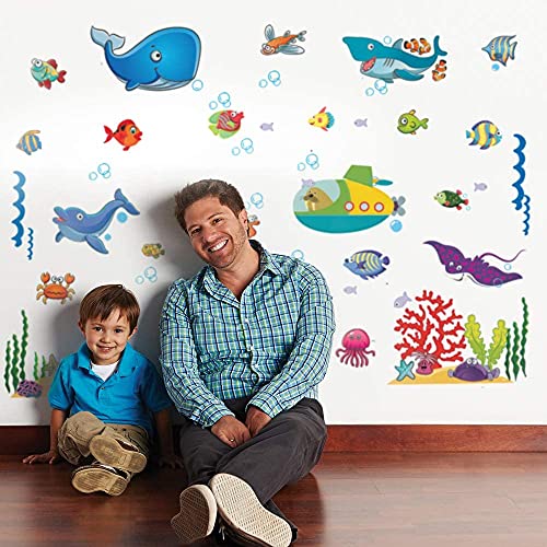 image for SMALL FISH 122 Pcs Under The Sea Fish Wall Decals for Kids and Toddler