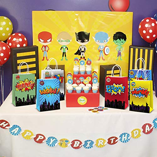 Superhero Party Supplies Favors, 24Pc Superhero Party Bags For Superhero Theme Birthday Party Decorations With 24 Superhero Stickers #TOP6