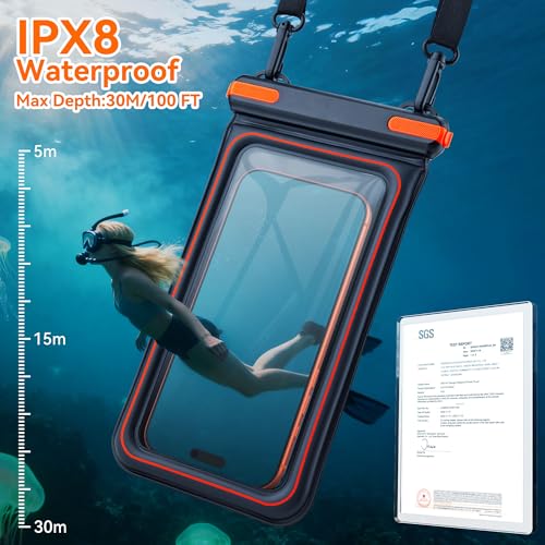 citymore Universal Waterproof Phone Pouch,IP68 Waterproof Floating Phone Case,Cell Phone Dry Bag for Beach, Protector for iPhone 17 16 15 14 13 12 11 Pro Max Plus Air, Galaxy S25 S24, 4-7" Black - Image 3