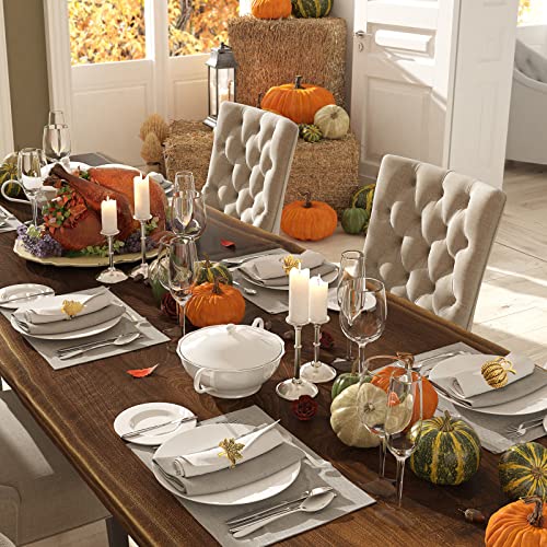 12 Pieces Thanksgiving Napkin Ring Set Pumpkin Napkin Holders Fall Napkin Rings Fall Leaf Napkin Rings Alloy Napkin Holder Buckle for Thanksgiving Halloween Home Party Table Decor Wedding Supplies