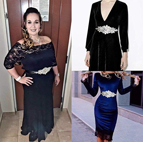 Cofashion Women Dress Belts, Rhinestone Belts For Dresses, Bridal Belts Rhinestone Wedding Dress Belt Satin Ribbon Sashes For Dresses Bridesmaid Dresses Accessories For Party-Black #TOP2