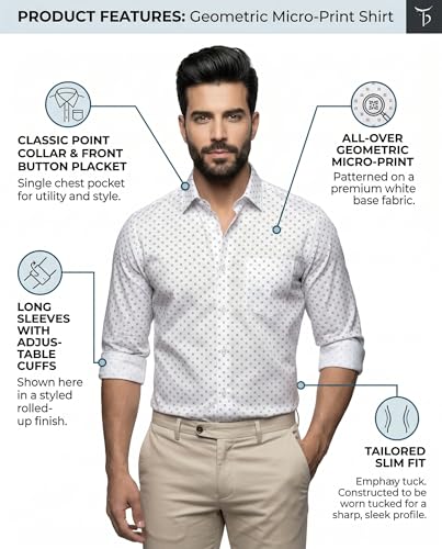 Image of Amazon Brand - INKAST Men's Printed Cotton Shirt | Full Sleeve | Regular Fit | Comfortable Formal Stylish Shirt for Men | Man Shirts for Professional Look