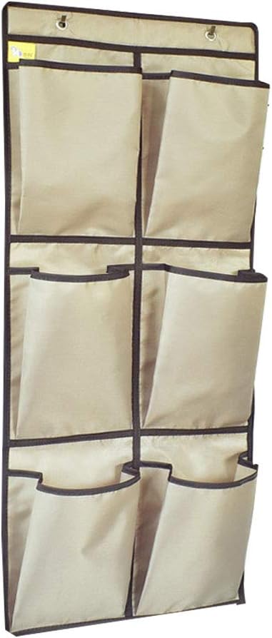 HeyToo Over The Door Shoe Organizer 6 Large Oxford Fabric Pockets Accessory Storage Hanging Narrow Closet Wall Light Grey