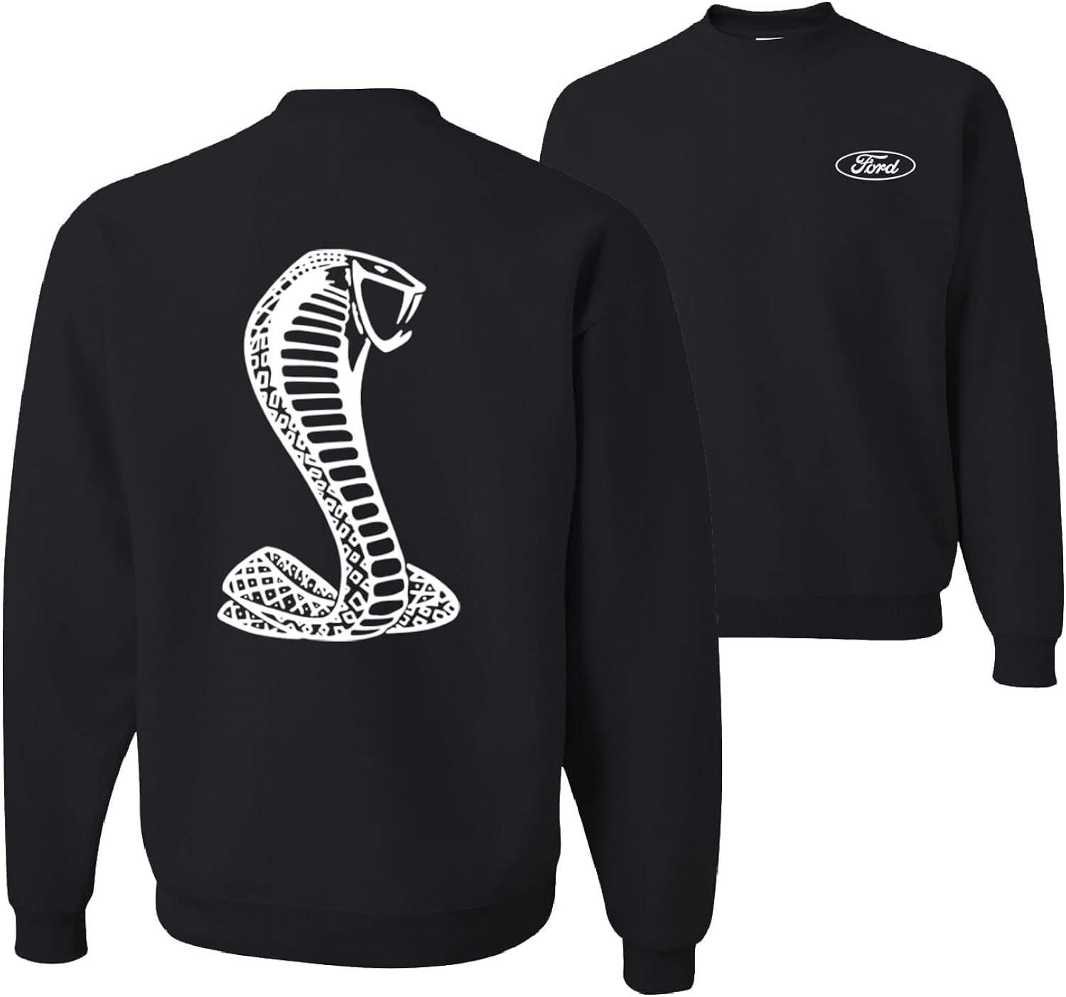 Wild Bobby Retro Ford Shelby Cobra Emblem Vintage White Logo Cars and Trucks Front and Back Unisex Crewneck Sweatshirt