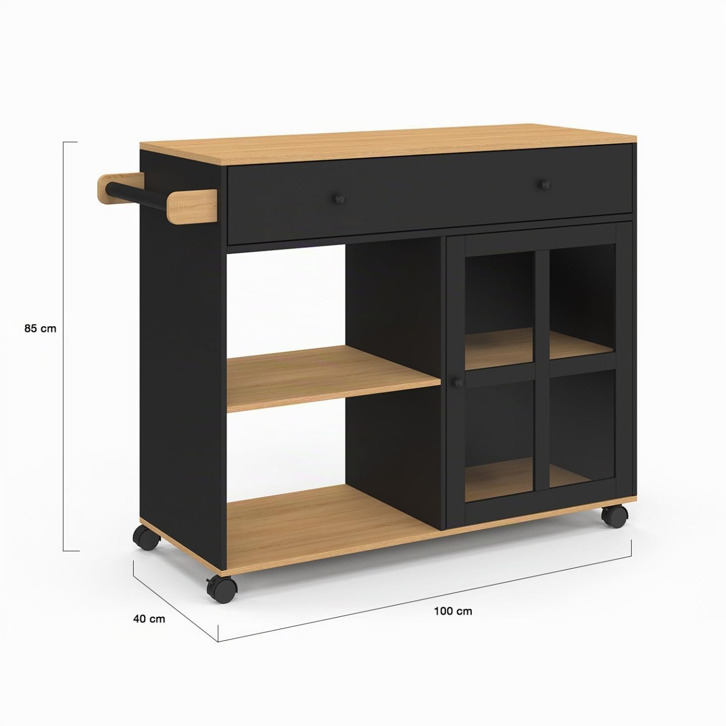 IDMarket - Desserte de Cuisine Achille XXL Noir et Bois