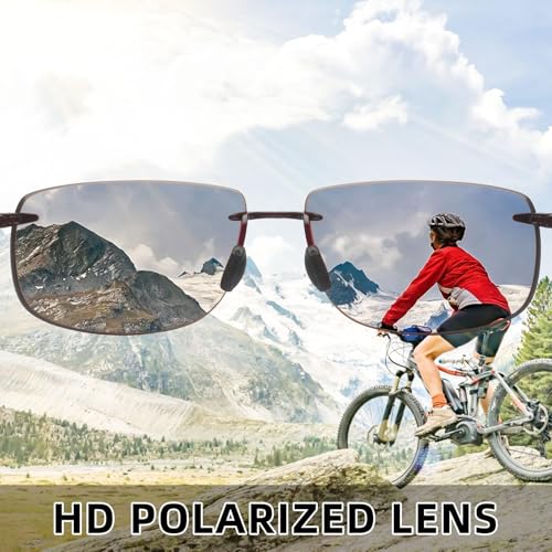 Image of JIM HALO Sport Sunglasses Men Womens TR90 Rimless for Driving Running Golf | Polarized /Non polarized,Lightweight,17g /0.6oz,Rectangle,Wrap Around,Cycling,Fishing,Outdoor Activities