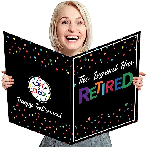 Jumbo Retirement Party Decorations Extra Large Greeting Farewell Card Guest Book Big Giant Happy Party Signing Gifts for Women Men Huge The Legend Has Retired Card from Coworker Group 14 x 22 Inches