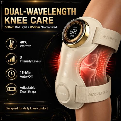 Red Light Knee Massager, 660nm & 850nm Near Infrared, Heat, Vibration — 사진 3