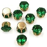 Nuevas gemas artificiales de circón de forma redonda, cristales de estrás con garra dorada, accesorios de joyería DIY - Esmeralda - 10 mm (10 unidades)