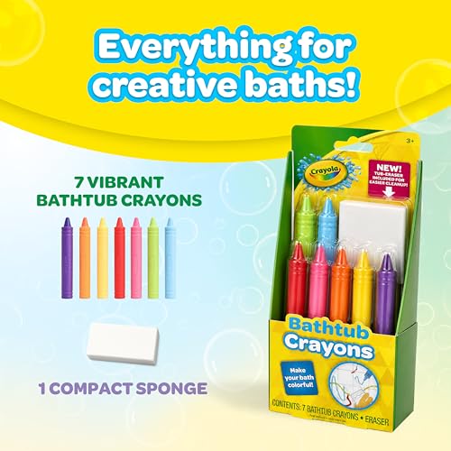 Crayola Bathtub Crayons with Bonus Eraser, Washable Tub Coloring Kit for Kids, Non-Toxic, Easy Cleanup Bath Toys for Kids, Includes 7 Crayons + Eraser - image 2