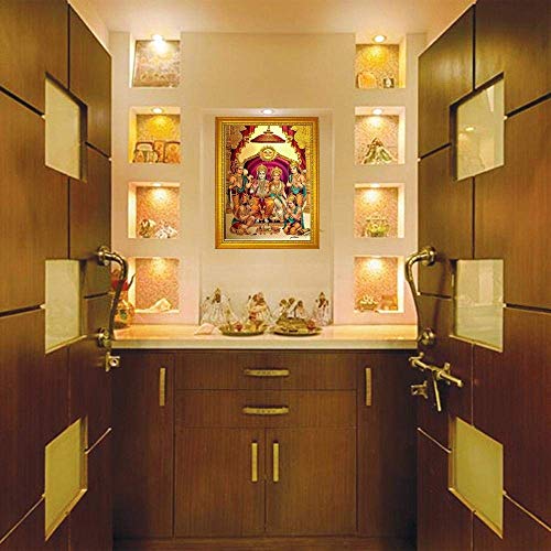 Image of ADA Handicraft Lord Shri Ram, Laxman, Sita and Hanuman Hindu God Wooden Photo Frame (23x32cm, Multicolour)Rectangular, Wall Mount