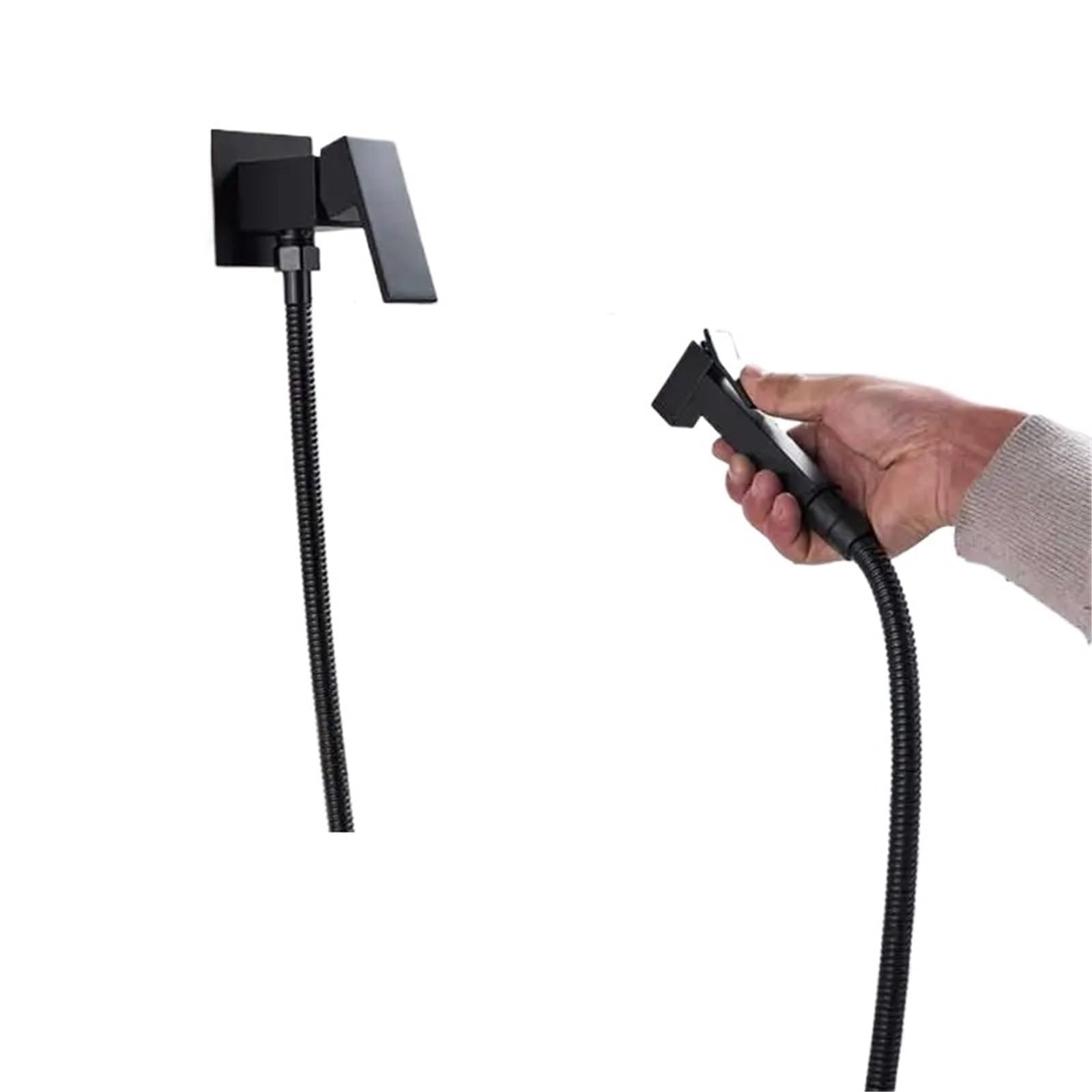 ZYCHSJXA Black Bidet Faucets Wall Mounted Bathroom Shower Tap Toilet Sprayer Washer Mixer Faucet(Black A)