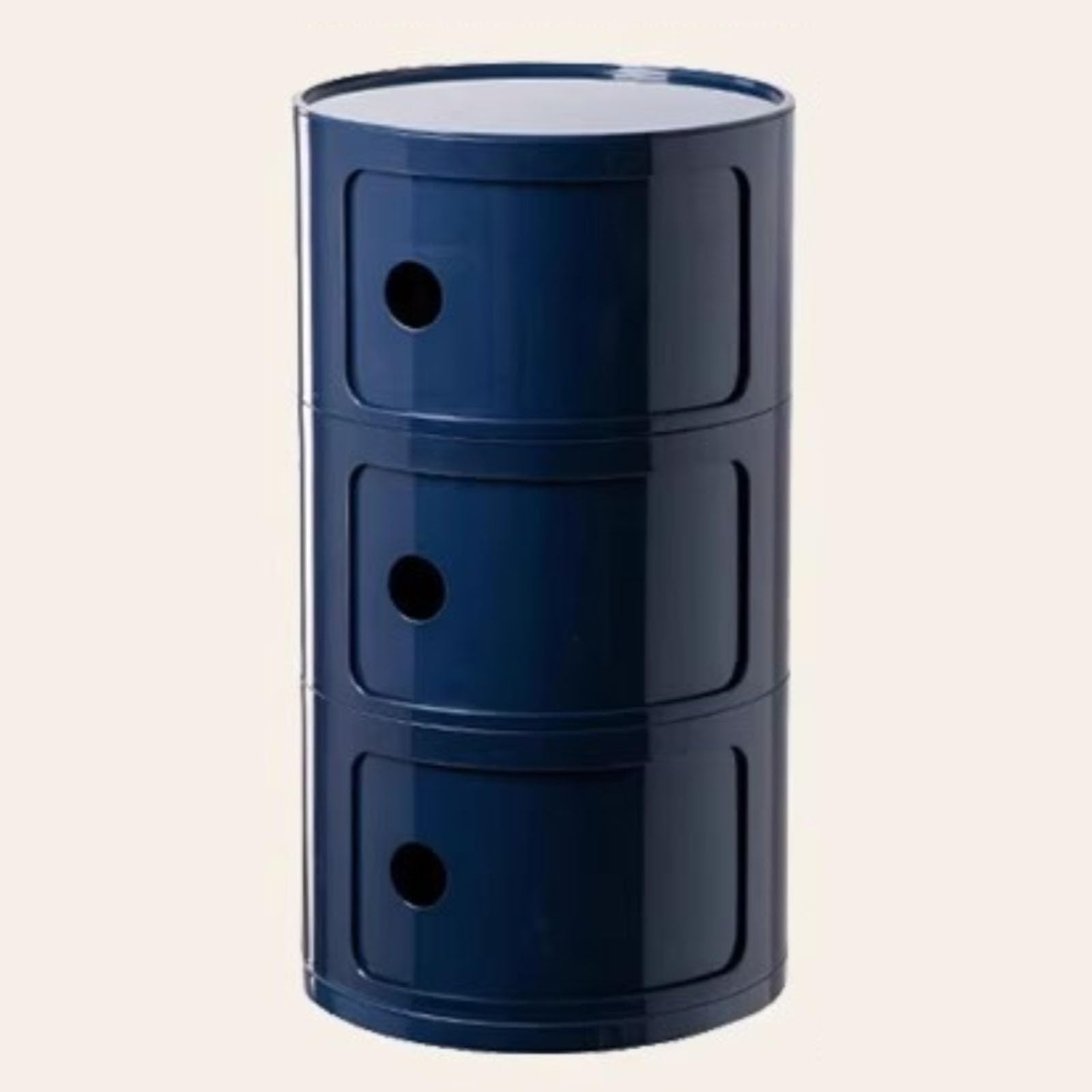 Comodino Rotondo, Comodino con 3 Cassetti, Tavolino, Mobiletto Portaoggetti con Anta Scorrevole per Soggiorno, Camera da Letto, Bagno,Blu