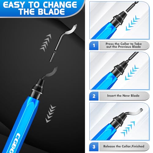 CGBOOM Entgrater Werkzeug Universal, Metallgriff Handentgrater mit 10 Stück Ersatzklingen, 360 ° Rotierender Klinge Schneidwerkzeug für 3D Drucker, Kunststoff, Aluminium und Edelstahl