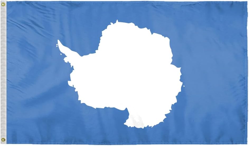 AGAS Antarctica - Graham Bartram Design Flag 3x5 ft 200D Nylon Fabric Double Stitched Canvas Header Brass Grommets Fade Resistant & Vivid Colors - Antarctica Flag