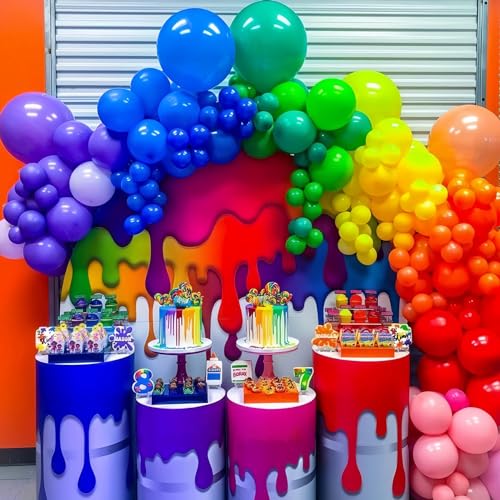 Image of Voircoloria 98pack Rainbow Balloons Different Size 18 /12 /10 /5 Inch Rainbow Colorful Balloon Garland Arch Kit for Graduation, Wedding, Birthday, New Year, Anniversary Party Decorations