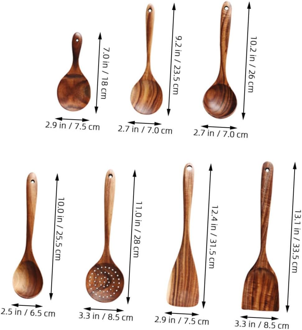 Ciieeo 1Set Wooden Kitchen Utensil Nonstick Cooking Tools with Long Handles for Stirring Serving and Tossing for Home Chefs Includes Spatula Spoon and Salad
