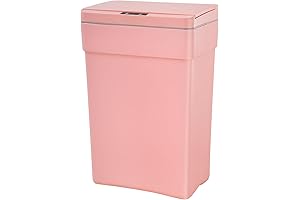 Large, Vibrant Pink Trash Can: PayLessHere 13-Gallon Touchless Motion Sensor Lidded Trash Bin