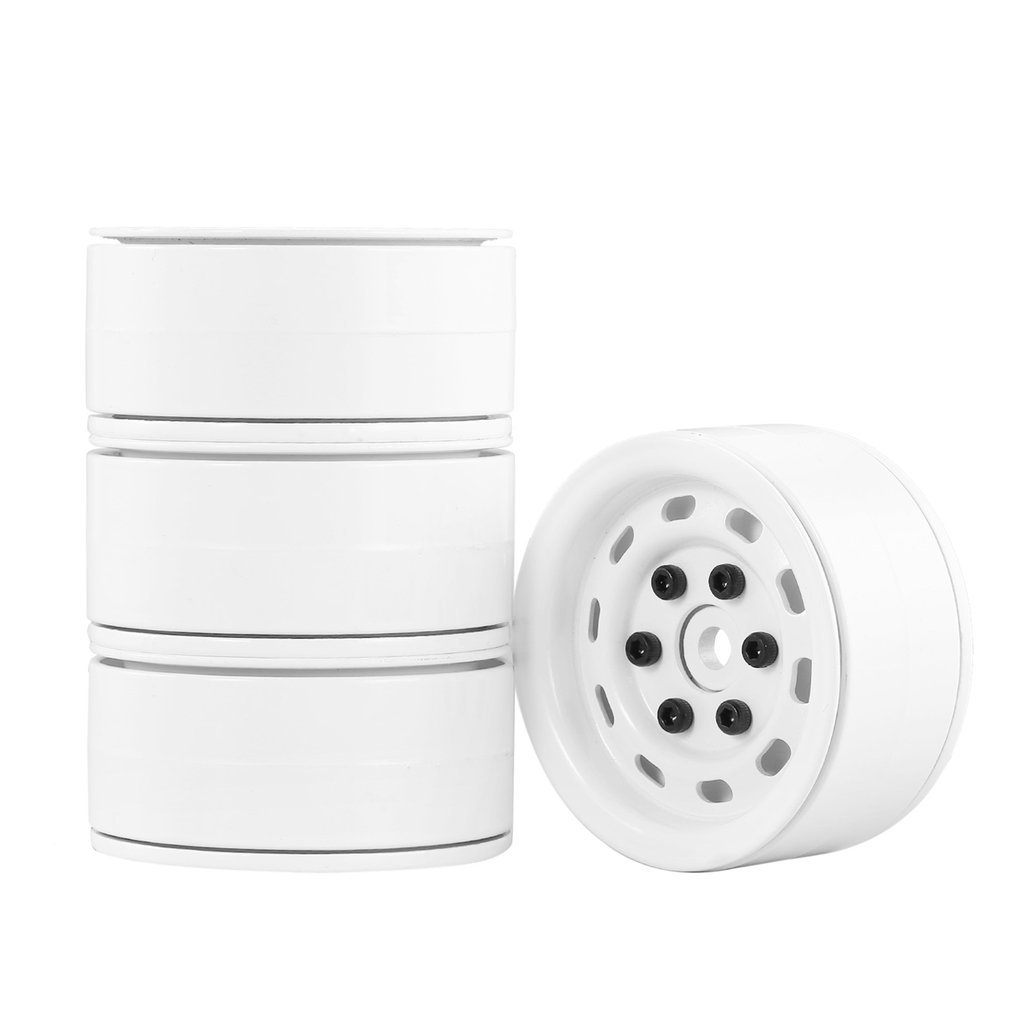 LAFEINA 4PCS 1.9 inch RC Metal Wheels Rim for 1/10 RC Rock Crawler Car Axial SCX10 RC4WD D90 CC01(White)