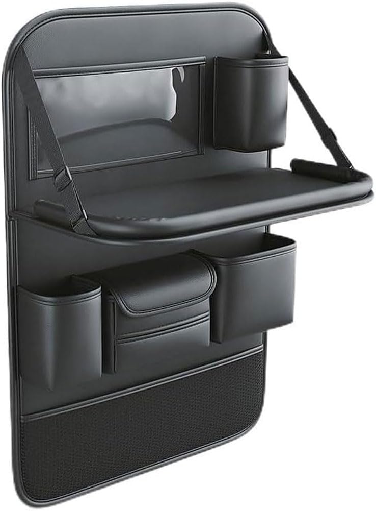 Auto Rücksitz Organizer Für Jeep Cherokee Compass Commander, Klapptisch Autositz Organizers Rückenlehnenschutz Heckablagetasche Wasserdicht Kinder ZubehöR,Large-Black