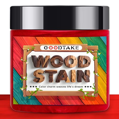 GOODTAKE Red Wood Stain Powder Wood Dye Stain that Makes Vibrant Wood Premium Fast Dry Wood Stain Powder Multiple Finishes - Indoor and Outdoor Wooden (Red 2 oz)