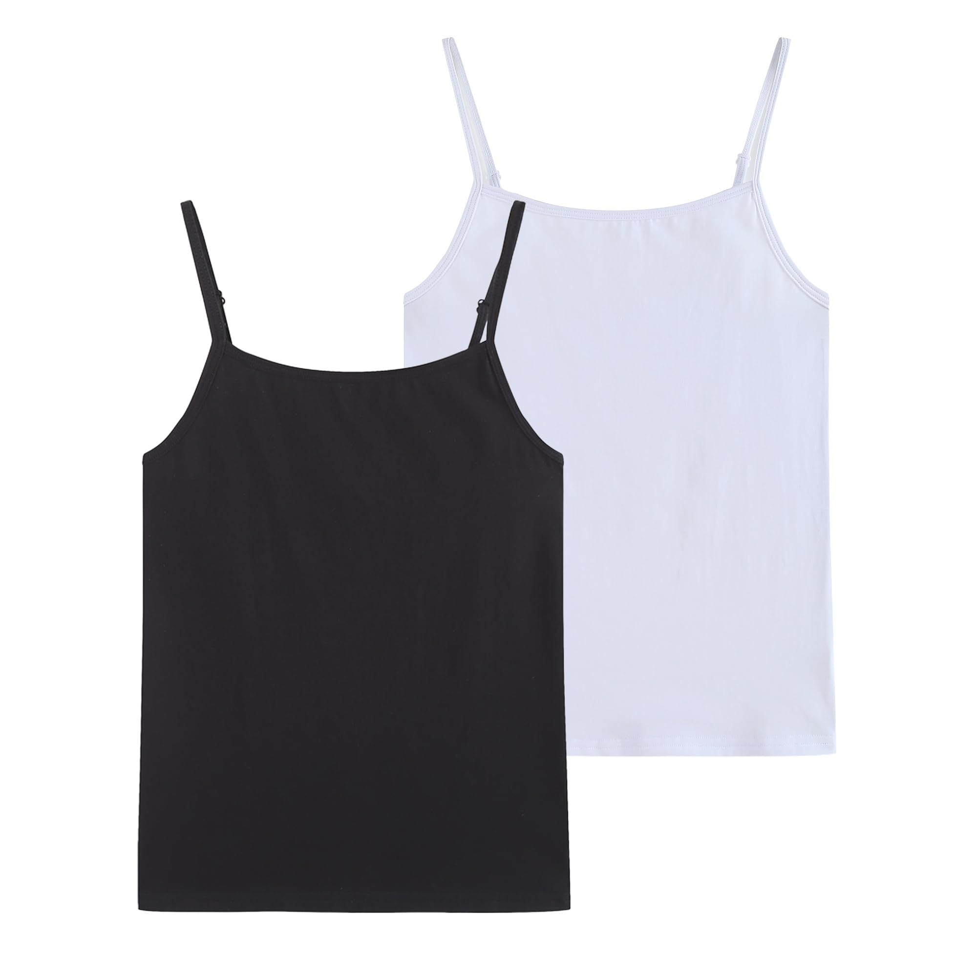 Girls Undershirts Camisole Tank Tops for Kids with Adjustable Straps Cotton Dance Cami for Teen 5-12 Years