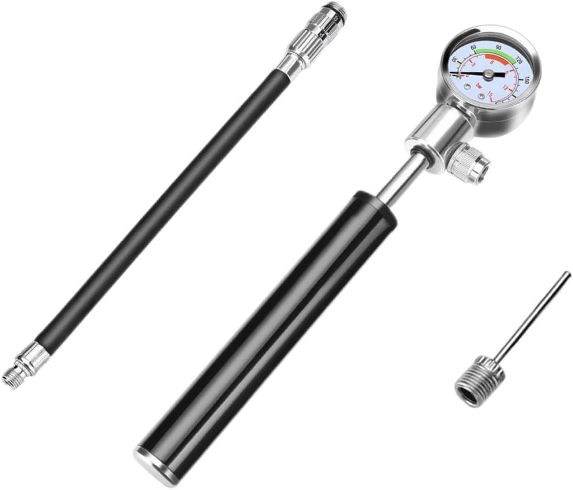 STOBAZA High Pressure Mountain Bike Air Pump with Pressure Gauge Ergonomic Portable Hand Pump for Outdoor Cycling Compatible Valve Bicycle Inflator with Frame Mount Bracket