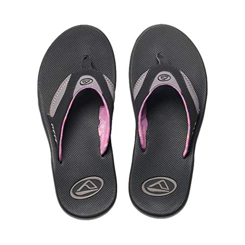 Reef Fanning Womens Bottle Opener Flip Flop, Arch Support, Durable Outsole, Water Friendly, Black/Grey, 5 by REEF - Used condition - US$52.94