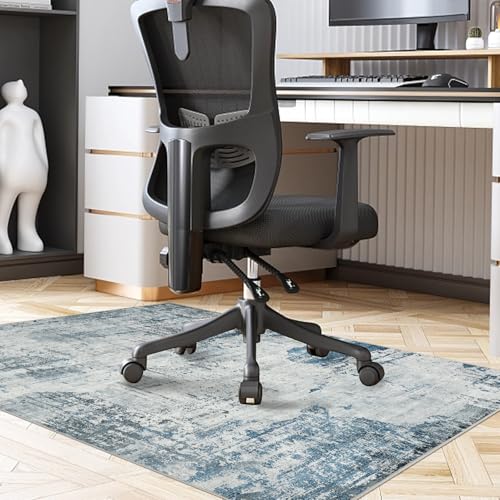 Famibay Protector Suelo Silla Ruedas 90 x 120 cm Antideslizante Alfombra Silla Escritorio Alfombra Silla Gaming Azul Lavable para Silla de Oficina Baldosas Suelos Duros