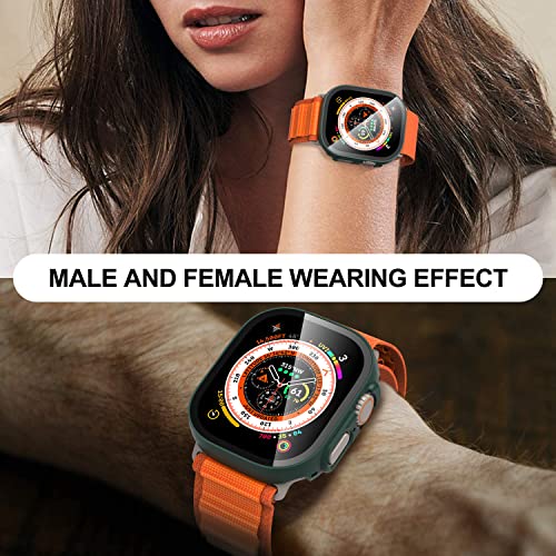 Diruite 2-Pack Screen Protector for Apple Watch Ultra 3/2/1 49mm Tempered Glass Case,All Around Hard Matte PC Protective Cover,Green,49mm - Image 4