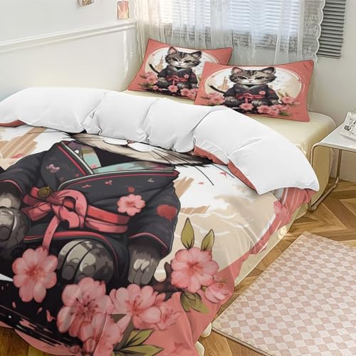 Parure de lit enfant Samurai Chat idée cadeau anniversaire originale