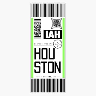 Houston IAH Classic Luggage tag Flight Bumper Sticker Vinyl Decal 5"