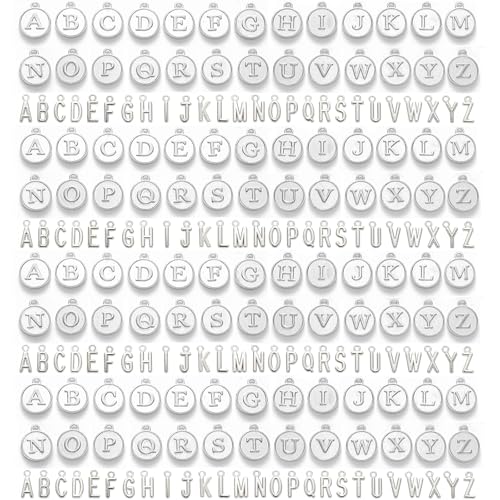 Baiinjiene 208pcs Letter Charms Round Letter Pendants A-Z Initial Letter