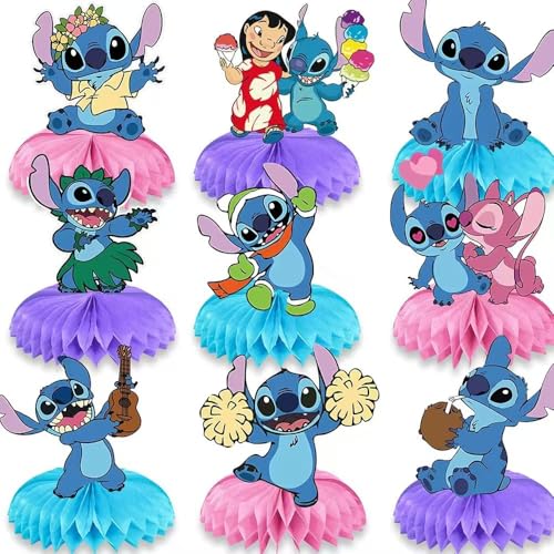 For Stitch birthday party supplies, 9Psc honeycomb center decorat...