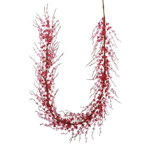 idyllic 6 Ft Valentine's Day Pink & Red Flower Wreath Decorations, Artificial Floral Garland with Bendable Stems for Front Door Mantel Table Bedroom Wedding Decor by idyllic - Used condition - US$26.27