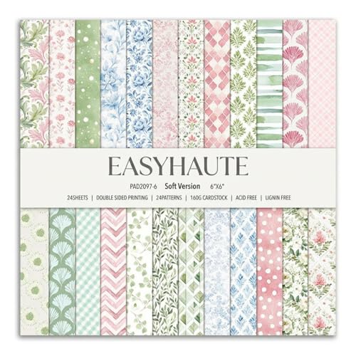 Scrapbook Paper & Scrapbooking Supplies, Bloom 6x6 Double-Sided Patterned Cardstock Pad, Floral Craft Sheets for Junk Journaling, Card Making & Scrap Book, 24 Sheets