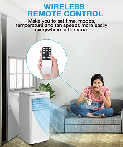 Joy Pebble Portable Air Conditioner, 8000 Btu For Room Up To 350 Sq. Ft, Portable Ac With Dehumidifier & Fan, 2 Fan Speeds, 24H Timer, Remote Control, Energy Efficiency #TOP2