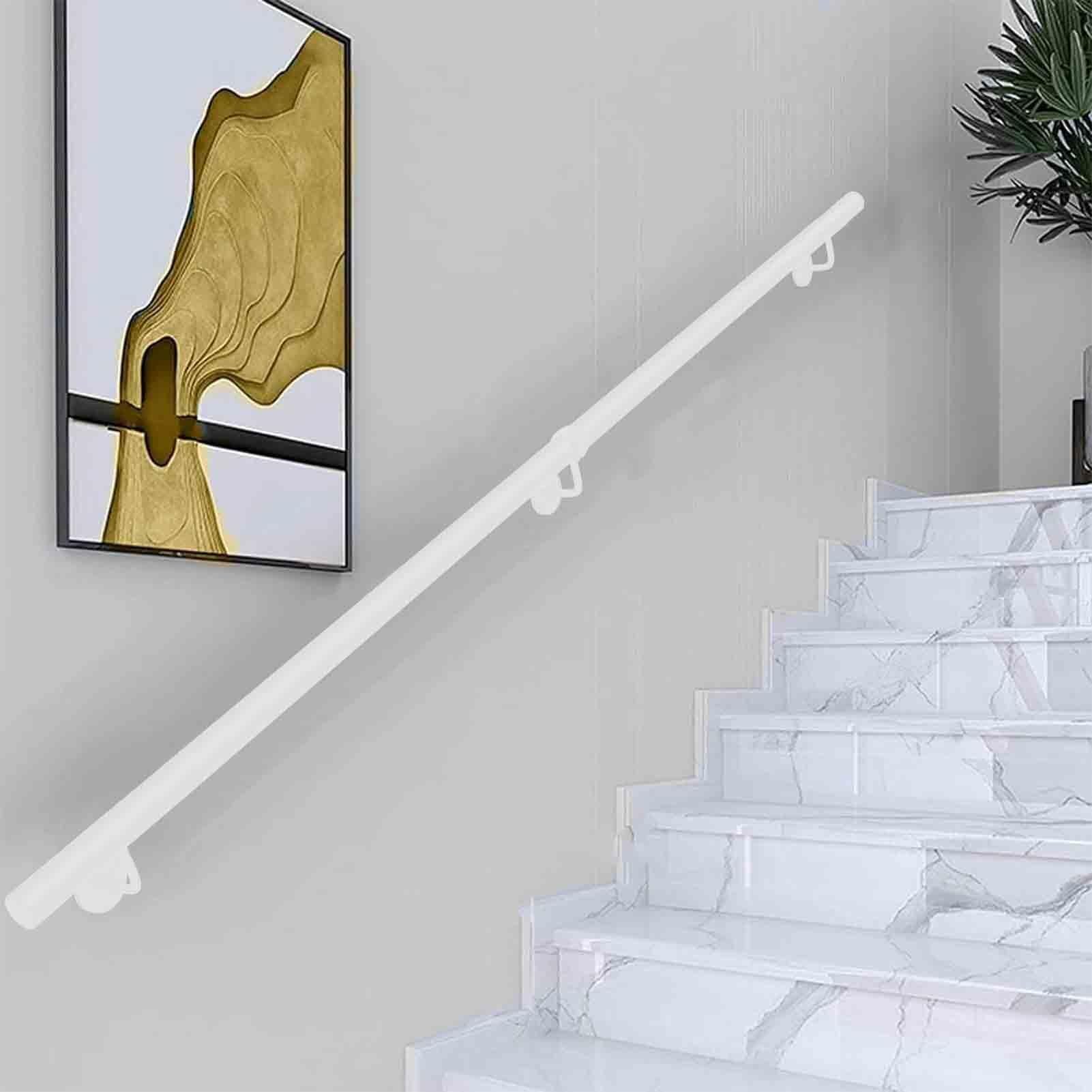White Handrail for Stairs, 60cm 80cm 1m 1.5m 2m 2.5m 3m Wall Mount Staircase Banisters Railing Support Rod, Non-Slip Round Pipe Hand Rail for Indoor and Outdoor(12ft/360cm)