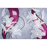 GREAT ART® Fototapete | 210 x 140 cm | Blumen Wandbild Dekoration – Weiße Lilie Grafik Ranken Knospe Blüten Madonnenlilie Liliengewächs Pflanzen Modern Abstrakt Foto-Tapete