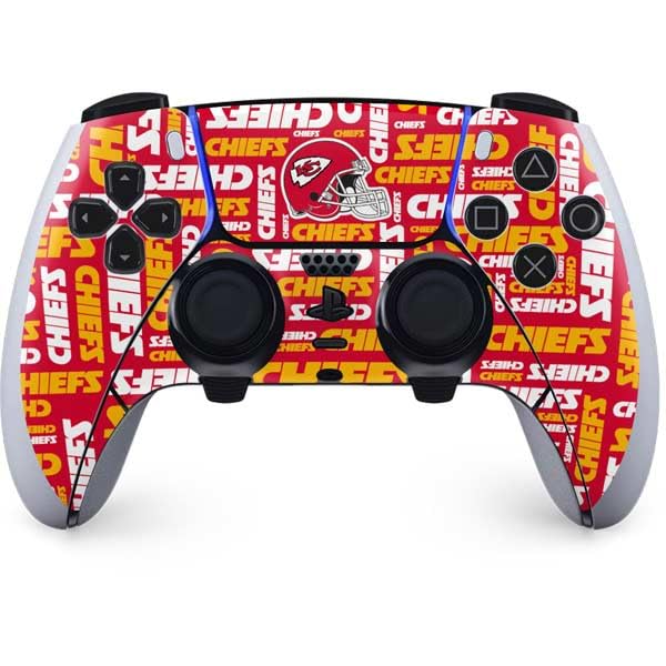 Skinit Decal Gaming Skin Compatible with PS5 DualSense Edge Pro Controller - Officially Licensed NFL Kansas City Chiefs Red Blast Design