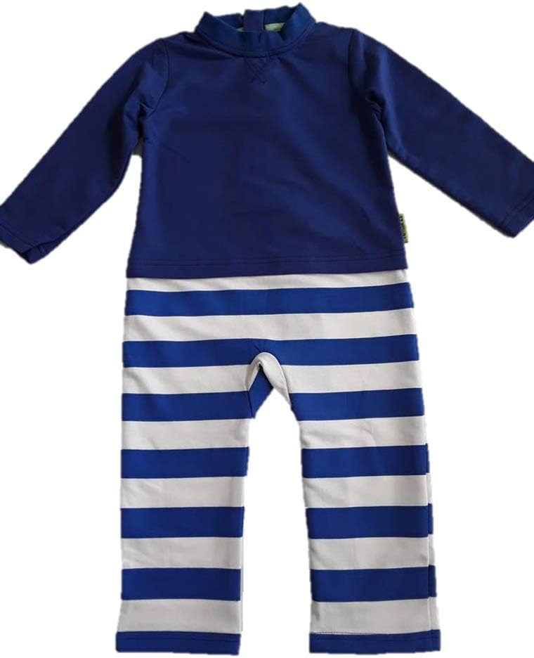 Terrible 2'sStrip Proof One-Piece Romper with a Back Zipper in Blue/White