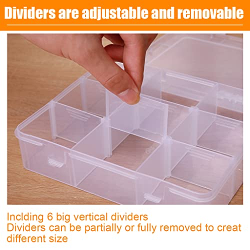 Image of 2 Pcs 9 Grids Clear Organizer Box Plastic Storage Container with Adjustable Dividers for Electronics Jewelry Beads Art DIY Crafts Fishing Small Parts